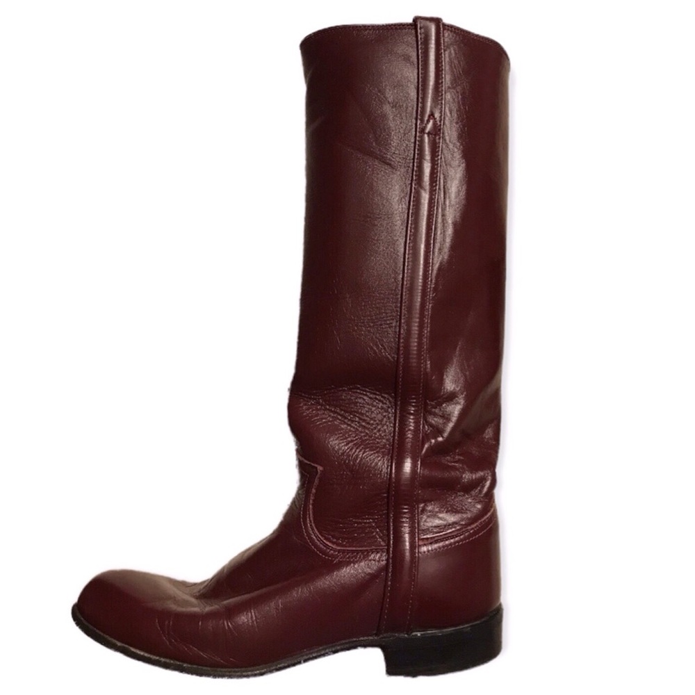 Just Wine Oxblood Leather Tall Cowgirl Western Boots